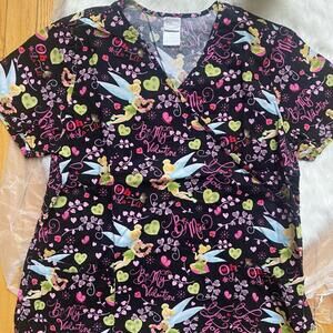 Disney Tinkerbell Women's Scrub Top Large